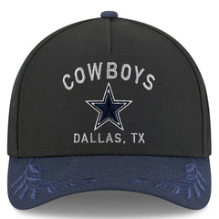 Dallas Cowboys New Era 2025 NFL Draft 9FORTY A-Frame M-Crown Adjustable Hat - Black/Navy Hats