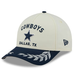 Dallas Cowboys New Era 2025 NFL Draft 9FORTY A-Frame M-Crown Adjustable Hat - Cream/Navy Hats