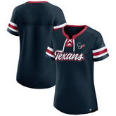 Houston Texans Women's Iconic Bling Athena Lace-Up V-Neck T-Shirt - Navy T-shirts