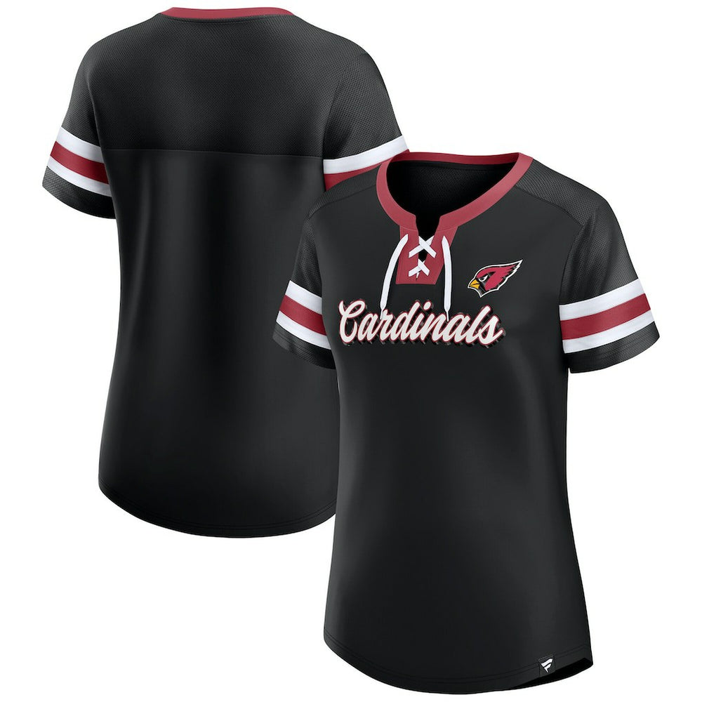 Arizona Cardinals Women's Original State Lace-Up T-Shirt - Black T-shirts