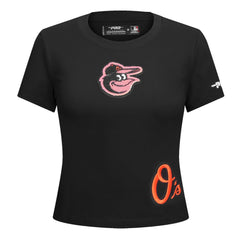 Baltimore Orioles Pro Standard Women's Game Day Classics Baby Doll Cropped T-Shirt - Black T-shirts
