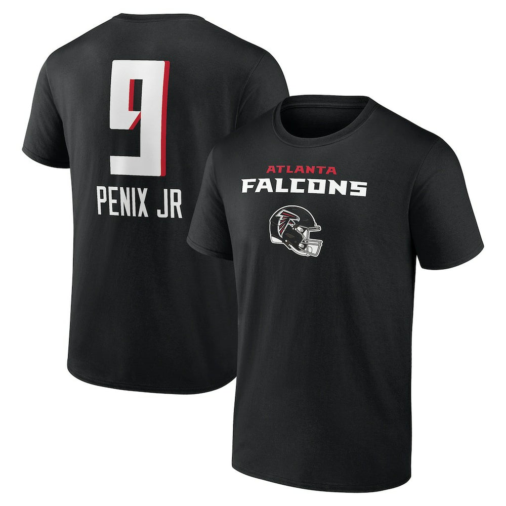 Michael Penix Jr. Atlanta Falcons Name & Number Team Wordmark T-Shirt - Black T-shirts