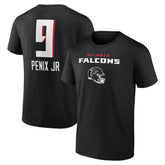 Michael Penix Jr. Atlanta Falcons Name & Number Team Wordmark T-Shirt - Black T-shirts