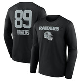 Brock Bowers Las Vegas Raiders Name & Number Team Wordmark Long Sleeve T-Shirt - Black T-shirts