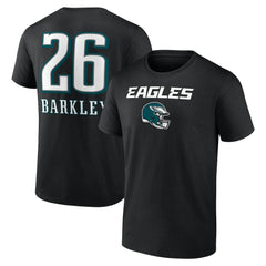 Saquon Barkley Philadelphia Eagles Name & Number Team Wordmark T-Shirt - Black T-shirts