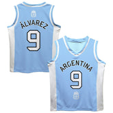Julián Álvarez Argentina National Team Vive La Fete Mesh Basketball Jersey Light Blue