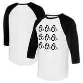 Baltimore Orioles Tiny Turnip Women's Logo Grid 3/4 Sleeve Raglan T-Shirt - White/Black T-shirts