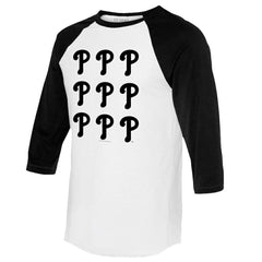 Philadelphia Phillies Tiny Turnip Women's Logo Grid 3/4 Sleeve Raglan T-Shirt - White/Black T-shirts