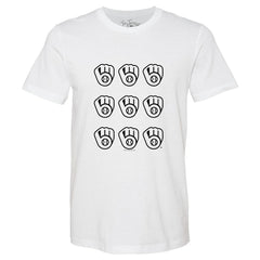 Milwaukee Brewers Tiny Turnip Women's Logo Grid T-Shirt - White T-shirts