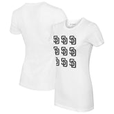 San Diego Padres Tiny Turnip Women's Logo Grid T-Shirt - White T-shirts