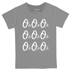 Baltimore Orioles Tiny Turnip Youth Logo Grid T-Shirt - Gray T-shirts