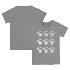 Milwaukee Brewers Tiny Turnip Youth Logo Grid T-Shirt - Gray T-shirts