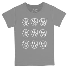 Milwaukee Brewers Tiny Turnip Youth Logo Grid T-Shirt - Gray T-shirts