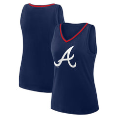 Atlanta Braves Women's Plus Sized Stellar Win V-Neck Tank Top - Navy Tanks