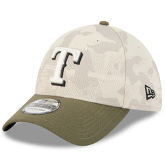 Texas Rangers New Era 2025 Armed Forces Day 39THIRTY Flex Hat - Light Beige/Olive Hats