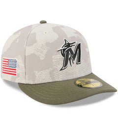 Miami Marlins New Era 2025 Armed Forces Day 59FIFTY Fitted Hat - Light Beige/Olive Hats