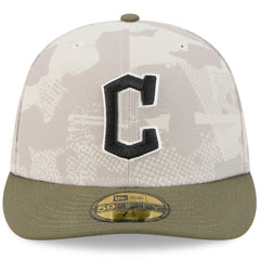 Cleveland Guardians New Era 2025 Armed Forces Day 59FIFTY Fitted Hat - Light Beige/Olive Hats