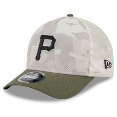 Pittsburgh Pirates New Era 2025 Armed Forces Day 9FORTY M-Crown A-Frame Adjustable Hat - Light Beige/Olive Hats