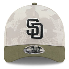 San Diego Padres New Era 2025 Armed Forces Day 9FORTY M-Crown A-Frame Adjustable Hat - Light Beige/Olive Hats