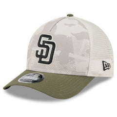 San Diego Padres New Era 2025 Armed Forces Day 9FORTY M-Crown A-Frame Adjustable Hat - Light Beige/Olive Hats