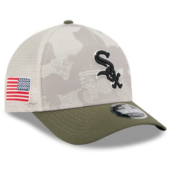 Chicago White Sox New Era 2025 Armed Forces Day 9FORTY M-Crown A-Frame Adjustable Hat - Light Beige/Olive Hats