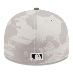 Miami Marlins New Era 2025 Armed Forces Day Low Profile 59FIFTY Fitted Hat - Light Beige/Olive Hats