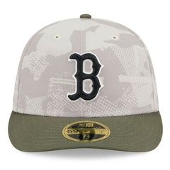 Boston Red Sox New Era 2025 Armed Forces Day Low Profile 59FIFTY Fitted Hat - Light Beige/Olive Hats