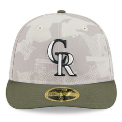 Colorado Rockies New Era 2025 Armed Forces Day Low Profile 59FIFTY Fitted Hat - Light Beige/Olive Hats