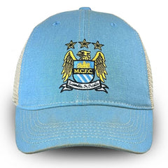 Manchester City 1863FC Retro Tea Washed Vintage Trucker Adjustable Hat Sky Blue