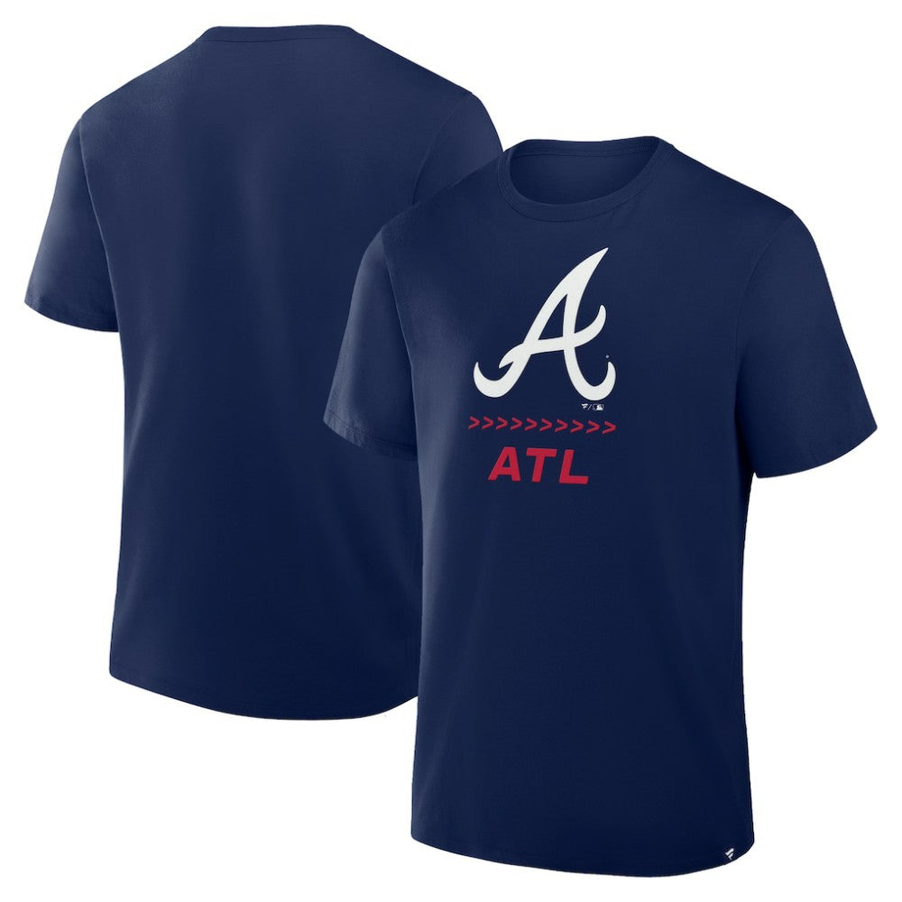 Atlanta Braves Fanatics Clubhouse Legacy Side Swipe T-Shirt - Navy T-shirts