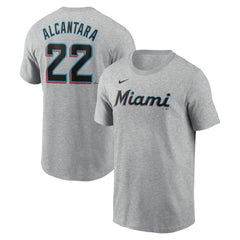 Sandy Alcantara Miami Marlins Nike Fuse Name & Number T-Shirt - Heather Gray T-shirts