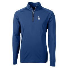 Los Angeles Dodgers Cutter & Buck Big & Tall Adapt Eco Knit Stretch Recycled Quarter-Zip Pullover Top - Blue Pullover