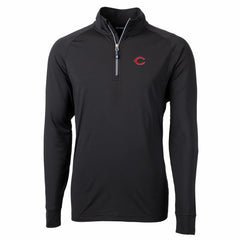 Cincinnati Reds Cutter & Buck Big & Tall Adapt Eco Knit Stretch Recycled Quarter-Zip Pullover Top - Black Pullover