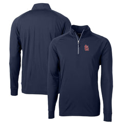 St. Louis Cardinals Cutter & Buck Big & Tall Adapt Eco Knit Stretch Recycled Quarter-Zip Pullover Top - Navy Pullover