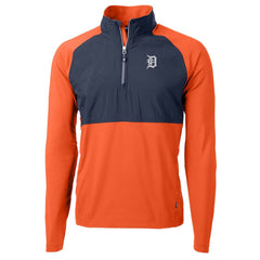 Detroit Tigers Cutter & Buck Adapt Eco Knit Hybrid Recycled Quarter-Zip Jacket - Orange Jackets