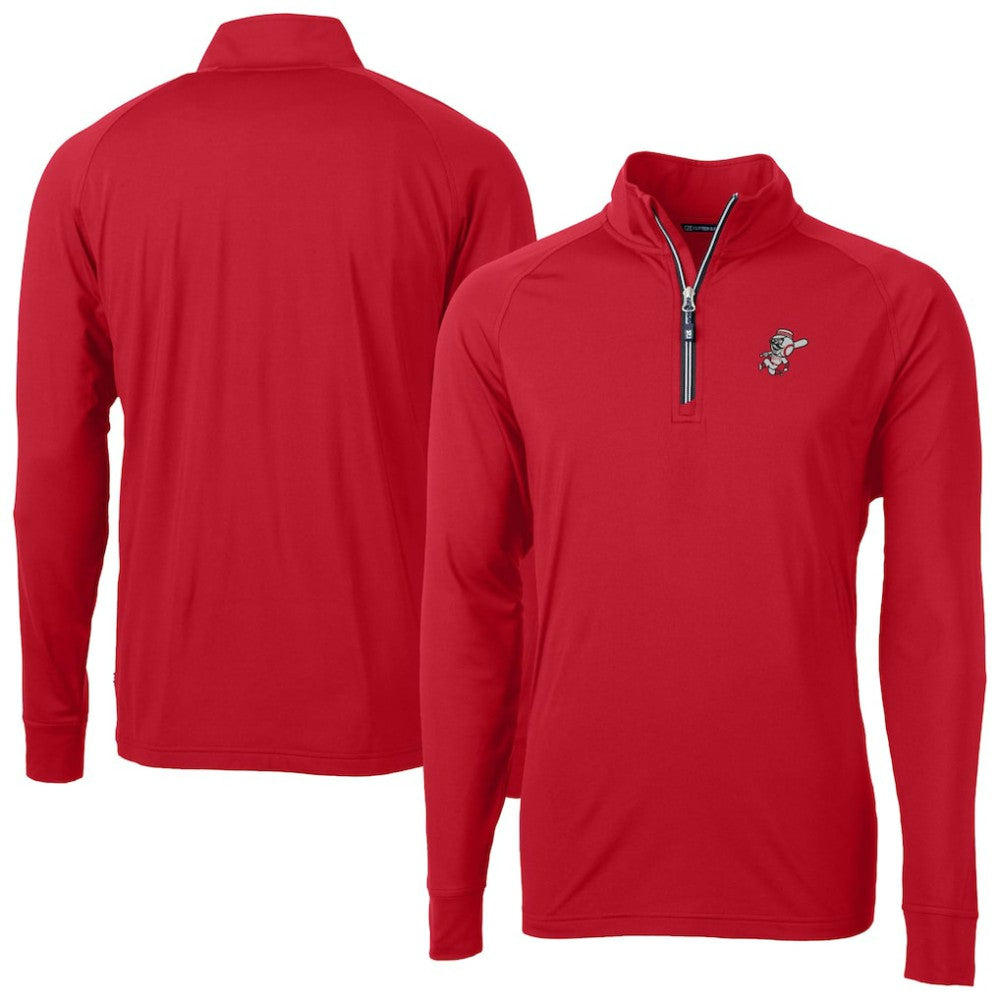 Cincinnati Reds Cutter & Buck Patriotic Logo Adapt Eco Knit Stretch Recycled Quarter-Zip Pullover Top - Red Pullover