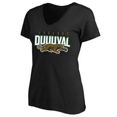 Jacksonville Jaguars Women's Plus Size Retro Duval V-Neck T-Shirt - Black T-shirts