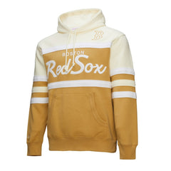 Boston Red Sox Mitchell & Ness Head Coach Pullover Hoodie - Tan/Cream Hoodies