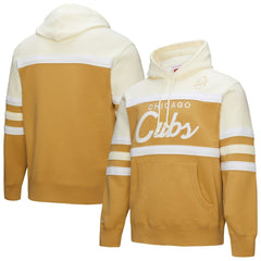 Chicago Cubs Mitchell & Ness Head Coach Pullover Hoodie - Tan/Cream Hoodies