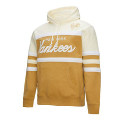 New York Yankees Mitchell & Ness Head Coach Pullover Hoodie - Tan/Cream Hoodies