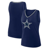 Dallas Cowboys Logo Athletic Women's Stellar Win V-Neck Tank Top - Navy Tops