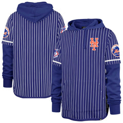 New York Mets '47 Pinstripe Double Header Pullover Hoodie - Royal Hoodies