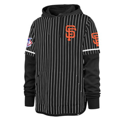 San Francisco Giants '47 Pinstripe Double Header Pullover Hoodie - Black Hoodies