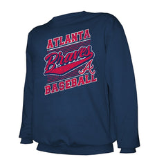 Atlanta Braves Stitches Lightweight Crew Sweatshirt - Navy Sweatshirts
