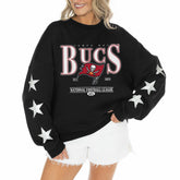 Tampa Bay Buccaneers Gameday Couture Women's Rhinestone Star Sleeve Settle the Score Oversized Tri-Blend Pullover - Black Pullover