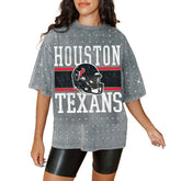 Houston Texans Gameday Couture Women's Oversized Mini Rhinestone Classic T-Shirt - Gray T-shirts