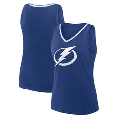 Tampa Bay Lightning Logo Athletic Women's Stellar Win V-Neck Tank Top - Blue | US 202179778