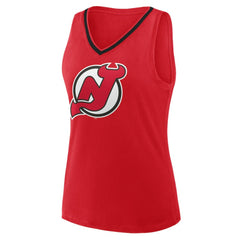 New Jersey Devils Logo Athletic Women's Stellar Win V-Neck Tank Top - Red | US 202179787