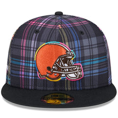 Cleveland Browns New Era 2024 NFL Crucial Catch Plaid 59FIFTY Fitted Hat - Black Hats