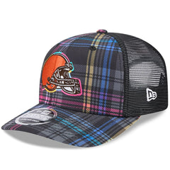 Cleveland Browns New Era 2024 NFL Crucial Catch Plaid 9SEVENTY Trucker Snapback Hat - Black Hats